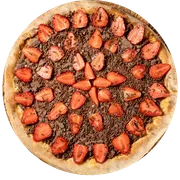 Doce: Morango - Pizzas Grande (Ingredientes: Chocolate, Granulado Crocante, Morango, Mussarela)