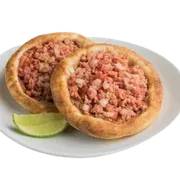 Esfiha de Sal: Esfiha de Calabresa - Esfihas Artesanais, Delícia Árabes. (Ingredientes: Calabresa, Cebola em Cubos, Tomate)
