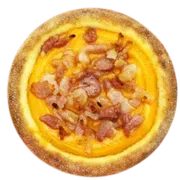 Esfiha de Sal: Esfiha Cheddar Bacon - Esfihas Artesanais, Delícia Árabes. (Ingredientes: Bacon, Cheddar)