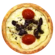 Esfiha de Sal: Esfiha de Muçarela C/ Tomate Cereja - Esfihas Artesanais, Delícia Árabes. (Ingredientes: Azeitona, Muçarela, Tomate)