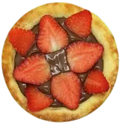 Esfihas Doce: Esfiha Chocolate Com Morango - Esfihas Artesanais, Delícia Árabes. (Ingredientes: Chocolate, Morango)