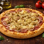 Tradicionais: 8 - Calabresa Paulista - Pizza Grande (Ingredientes: Molho de Tomate, mussarela, calabresa, cebola, orégano)