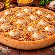 Especiais: 33 - Frango c/ Cream Cheese - Pizza Grande (Ingredientes: Molho de Tomate, mussarela, frango, bacon, milho, cream cheese, orégano)