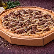 Nobres: 42 - Filé Acebolado - Pizza Grande (Ingredientes: Molho de Tomate, mussarela, filé, cebola, orégano)