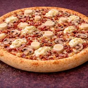 Especiais: 48 - Canadense - Pizza Grande (Ingredientes: Molho de Tomate, mussarela, lombinho, bacon, palmito, champignon, catupiry, orégano)
