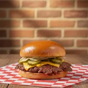 Smash: Stark Vortex Smash - Smash (Ingredientes: Cebola Roxa, Cheddar 4 Fatias, Duplo Blend Smash 90g (180g), ketchupcheese, pão de brioche, Picles)