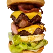 Hambúrguer: Bulldog Americano - Hambúrguer (Ingredientes: Pão Brioche Premium, Queijo, Ovo, Alface, Tomate, Bacon, Catupiry, Duas Carnes de 180g de Hambúrguer Artesanal)