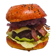 Hambúrguer: Pitbull Burguer - Hambúrguer (Ingredientes: Pão Brioche com Gergelim, Queijo, Alface, Bacon, Cebol Caramelizada, 180g de Carne Artesanal)