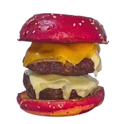 Hambúrguer: Duplo Cheese Burguer - Hambúrguer (Ingredientes: Pão Brioche Premium, Duas Fatias de Queijo, Duas Carnes de 180g de Hambúrguer Artesanal)