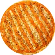 Tradicionais: Frango II - Pizza Família (Ingredientes:  Azeitona,  Bacon,  Cheddar,  Frango desfiado,  Mussarela,  Orégano, Molho)