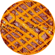Tradicionais: Calabresa C/ Cheddar - Pizza Família (Ingredientes:  Azeitonas,  Calabresa,  Cheddar,  Mussarela,  Orégano, Molho)