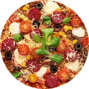 Tradicionais: Moda do Chefe - Pizza Família (Ingredientes:  Azeitonas,  Mussarela,  Orégano,  Palmito,  Tomate seco coberto com alho frito, Molho)