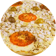 Tradicionais: Palmito I - Pizza Família (Ingredientes:  Azeitona,  Mussarela,  Orégano,  Palmito,  Presunto, Molho)