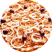 Tradicionais: Atum I - Pizza Família (Ingredientes:  Atum,  Azeitona,  Cebola,  Mussarela,  Orégano, Molho)