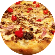 Tradicionais: Veneza - Pizza Família (Ingredientes:  Azeitonas,  Bacon,  Catupiry,  Mussarela,  Orégano,  Tomate, Molho)
