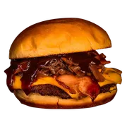 BURGER: BACON BBQ -  (Ingredientes: Pão Brioche, Molho Defumado, Blend Premium na Brasa 200g, Cebola Caramelizada, Fatias de Bacon, Queijo Cheddar, Molho Barbecue BBQ)