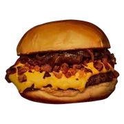 BURGER: CHEDDAR MELT -  (Ingredientes: Pão Brioche, Molho Defumado, Blend Premium na Brasa 200g, Creme de Cheddar, Cubos de Bacon Crocante, Cebola Caramelizada)