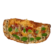 Calzones: Moda da Casa - Calzone Grande (Ingredientes: Molho de Tomate,  Mussarela,  Gorgonzola,  Catupiry,  Provolone,  Palmito,  Tomate Seco,  Manjericão,  Orégano)
