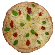 Tradicionais: A Moda Da Casa - Pizza Grande (Ingredientes: Molho de Tomate,  Mussarela,  Gorgonzola,  Catupiry,  Provolone,  Palmito,  Tomate Seco,  Manjericão,  Orégano)