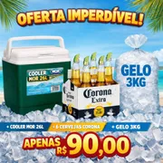 promoções: Cooler Mor 26L + 6 Coronas + 1 Gelo 3kg)