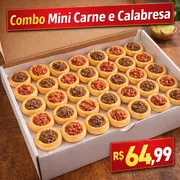 Combos mini campeões: Combo Tradicional mini 50 - 50 Mini esfihinhas gourmet sabores Carne/Calabresa...Outras combinações mandar na observação ou whatsapp.
