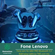 Eletronicos: Fone lenovo GM2 Pro - Fone lenovo sem fio com conexão via bluetooth e com microfone