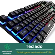 Eletronicos: Teclado semi mecanico - Teclado gamer semi mecanico PT-BR antighosting e a prova d