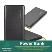 Eletronicos: Power bank 10000mAh - Power bank 10000mAh com cabo padrão V8 e acompanha adaptador para iPhone