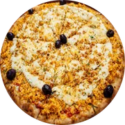 Tradicionais: À Moda Dom Cláudio - Pizza Grande (Ingredientes: Frango Desfiado, Requeijão,, Parmesão, Alho frito)