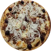 Tradicionais: Bacon - Pizza Grande (Ingredientes: Mussarela, Bacon assado, Cebola)