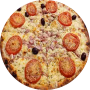 Tradicionais: Cecília - Pizza Grande (Ingredientes: Presunto, Tomate, Catupiry, Queijo parmesão, Mussarela)