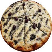 Gourmet: Berinjela ao Creme de Alho - Pizza Grande (Ingredientes: Fina camada de mussarela, Berinjela, Creme de alho, Parmesão)