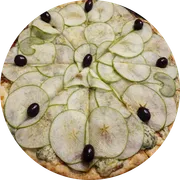 Gourmet: Gorgonzola Especial - Pizza Grande (Ingredientes: Gorgonzola coberta com lâminas de maçã verde)