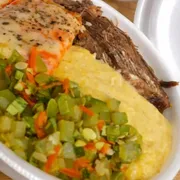 Marmita: Marmita Econômica - Marmita Econômica (Ingredientes: Arroz, Feijão, macarrao alho e oleo, picanha suina, pure de mandioca)