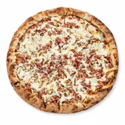 Tradicionais: Siciliana - Pizza Média (Ingredientes: Bacon, Champignon, Molho de Tomate Especial, Mussarela, Orégano)