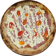 Pizza Clássicas: Lombo Clássico - Pizza Grande (Ingredientes: Molho Pelati, Mussarela, Lombo Canadense, Cebola, Catupiry, Tomate Cereja)