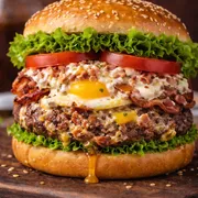 Lanches: X Paulista Catupiry - Lanche (Ingredientes: Alface, Bacon, Catupiry, Hambúrguer, Ovo, Pão, Picado e misturado, Queijo, Tomate)