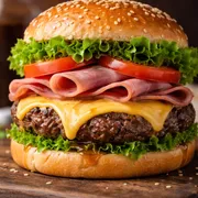 Lanches: X Especial - Lanche (Ingredientes: Alface, Hambúrguer, Pão, Presunto, Queijo, Tomate)