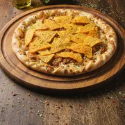 Especiais: Nachos - Pizza Grande 35 cm3 sabores (Ingredientes: Carne Moída Apimentada, Mussarela, Nachos)