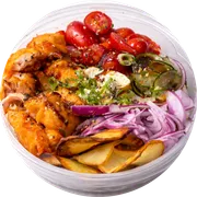 Poke Arte: Poke Arte Grelhado - Poke Arte (Ingredientes: Arroz, Cebola Roxa, Chips de batata doce, Cream Cheese, Gergelim, Salmão grelhado, Tomate Cereja)