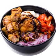 Poke Arte: Poke Arte Especial - Poke Arte (Ingredientes: Arroz, Cebola Roxa, Chips de batata doce, Cream Cheese, Salmão Empanado, Tomate Cereja)