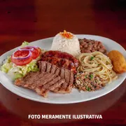 ALMOÇO PRIME: Marmita Prime - Almoço Executivo Prime (Ingredientes: Arroz, Bife de alcatra, feijão, Macarrão alho e óleo, Salada Verde, Uma fritura)