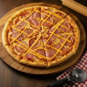 Tradicionais: Lombo C/Cheddar - Pizza Grande 35 cm3 sabores (Ingredientes: Cheddar, Lombo Defumado, Mussarela)