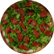 Variadas: 34-Rúcula - Pizza Grande (Ingredientes: Azeitona, Molho de Tomate, Mussarela de Búfala, Orégano, Rúcula, Tomate Seco)