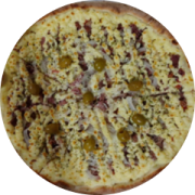 Variadas: 31-Maria Bonita - Pizza Grande (Ingredientes: Azeitona, Carne Seca, Catupiry, Cebola, Molho de Tomate, Orégano)