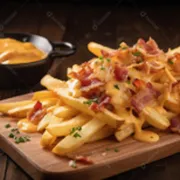 Porções: Porção de Fritas c/ Cheddar e Bacon 400g - Porções