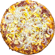 Tradicionais: Texana - Pizza Grande (Ingredientes: Calabresa, Cebola, Cheddar, Molho de Tomate, Mussarela, Orégano, Ovo, Pimenta Calabresa)