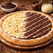 Doces: Chocolate Misto - Pizza Grande (Ingredientes: Chocolate, Chocolate Branco)