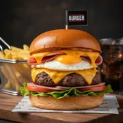 Lanches: Americano - Lanche (Ingredientes: 2 Fatias de Presunto, 2 Fatias de Queijo, Alface, Hambúrguer, Ovo, Pão, Tomate)