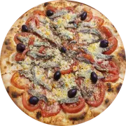 Tradicionais: Aliche - Pizza Grande (Ingredientes: Filé de aliche importado, Queijo parmesão, Fatias de tomate)